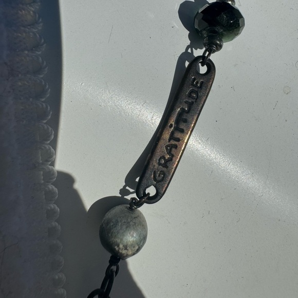 Vintage 90s Y2K Gothic Floral Beaded Inspirational Long Necklace - Picture 8 of 13